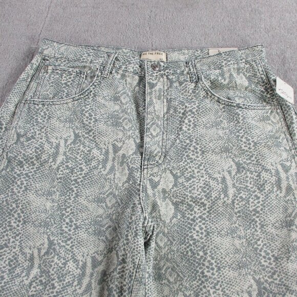 We The Free Jeans Womens 32 Snake Print Good Luck Barrel Wide Leg Pants NEW - Picture 3 of 15